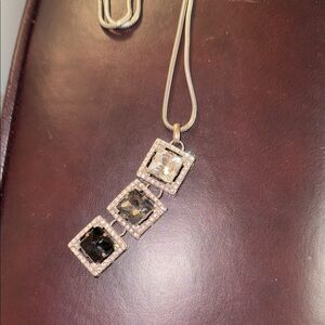 White House Black Market Black and Silver Triple Pendant Necklace